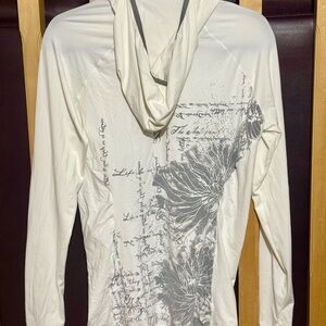 Women's Long Sleeve Graphic Tee - White and Gray